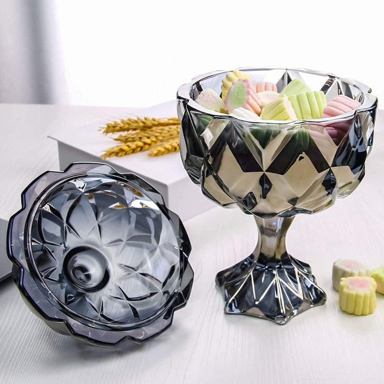 House of Hampton® Large Glass Candy Dish With Lid, Decorative Weddings